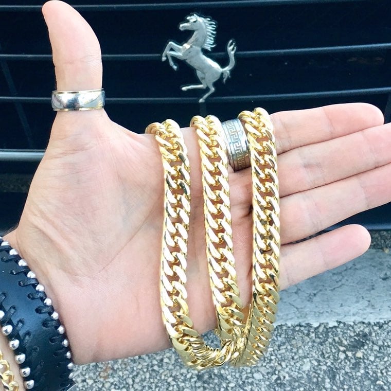 DOUBLE CUBAN LINK CHAIN 18K GOLD ITALY