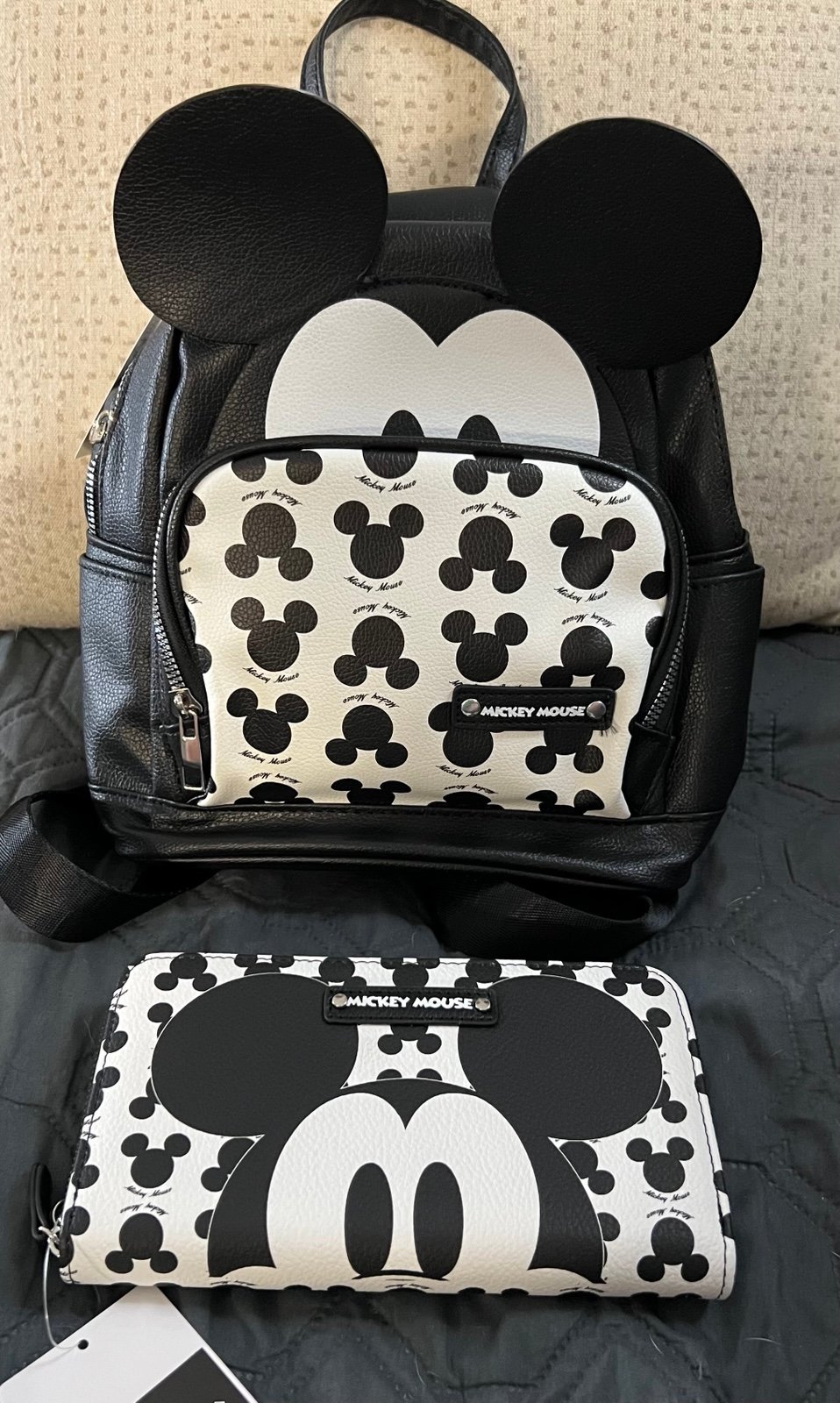 Disney X Aldi mini backpack & matching wallet 2025 EXCLUSIVE~BLACK & WHITE