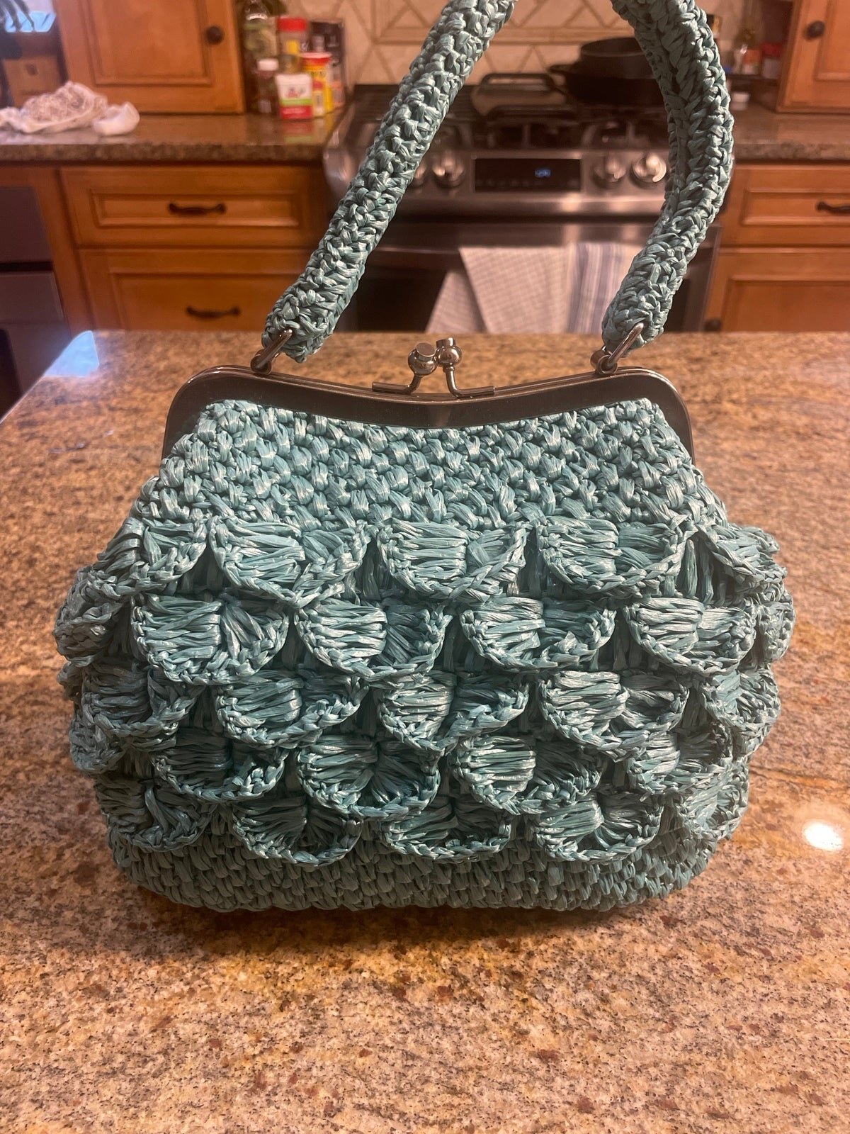 Patricia Nash Laureana Scalloped Raffia Satchel Small
