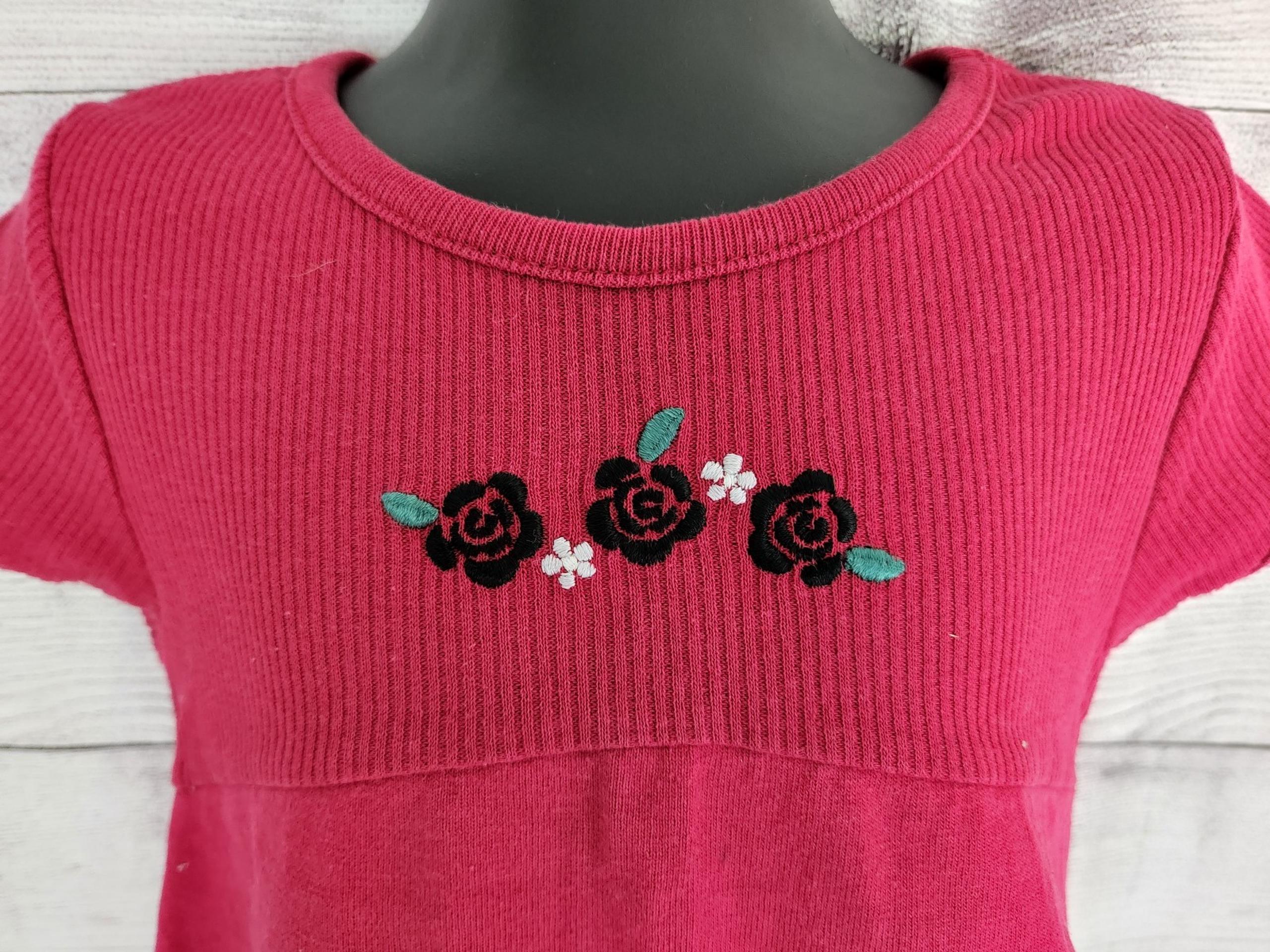 Girls Red Top with Roses