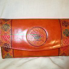 vintage painted leather clutch/wallet