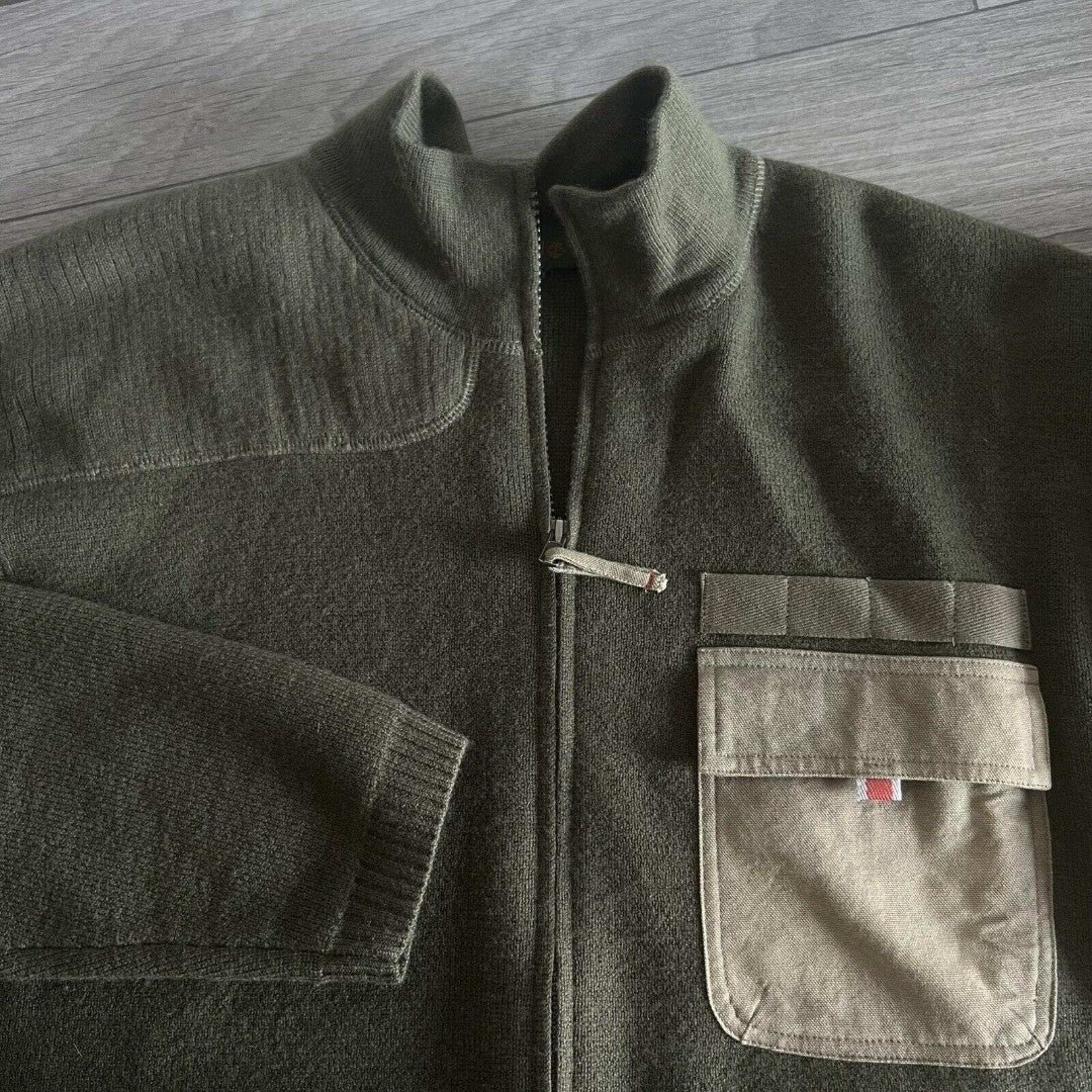 Timberland Wool Full Zip Jacket Sweater Green Size Large