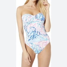 Lilly Pulitzer 138 Size 12 Flamenco One Piece Swimsuit Kaleidoscope Coral EUC
