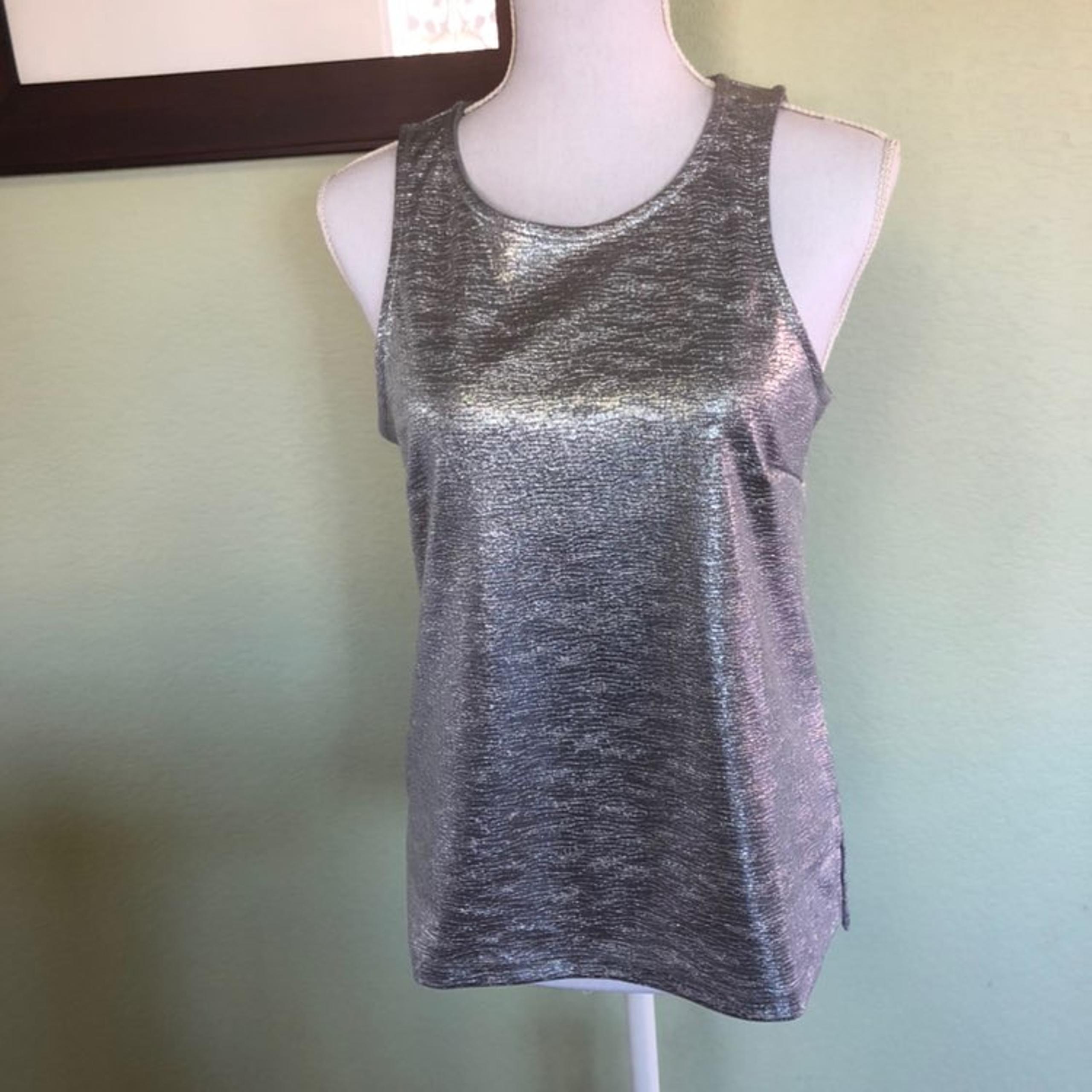 Calvin Klein faux leather silver top