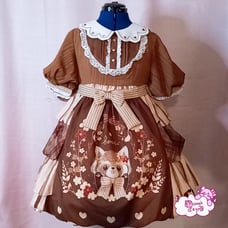 Asleep Townlet Red Panda Forest Kawaii Cottagecore Mori Girl Lolita OP Dress