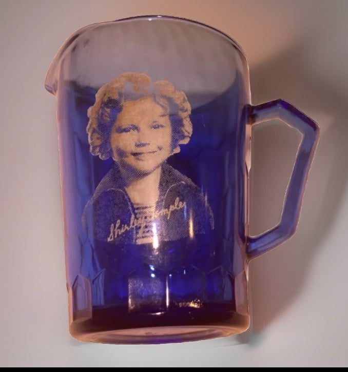 Shirley Temple Blue Glass milk Pitcher