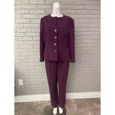 Kasper Burgundy Four Button Closure 2 Pcs Pant Suit Size 12