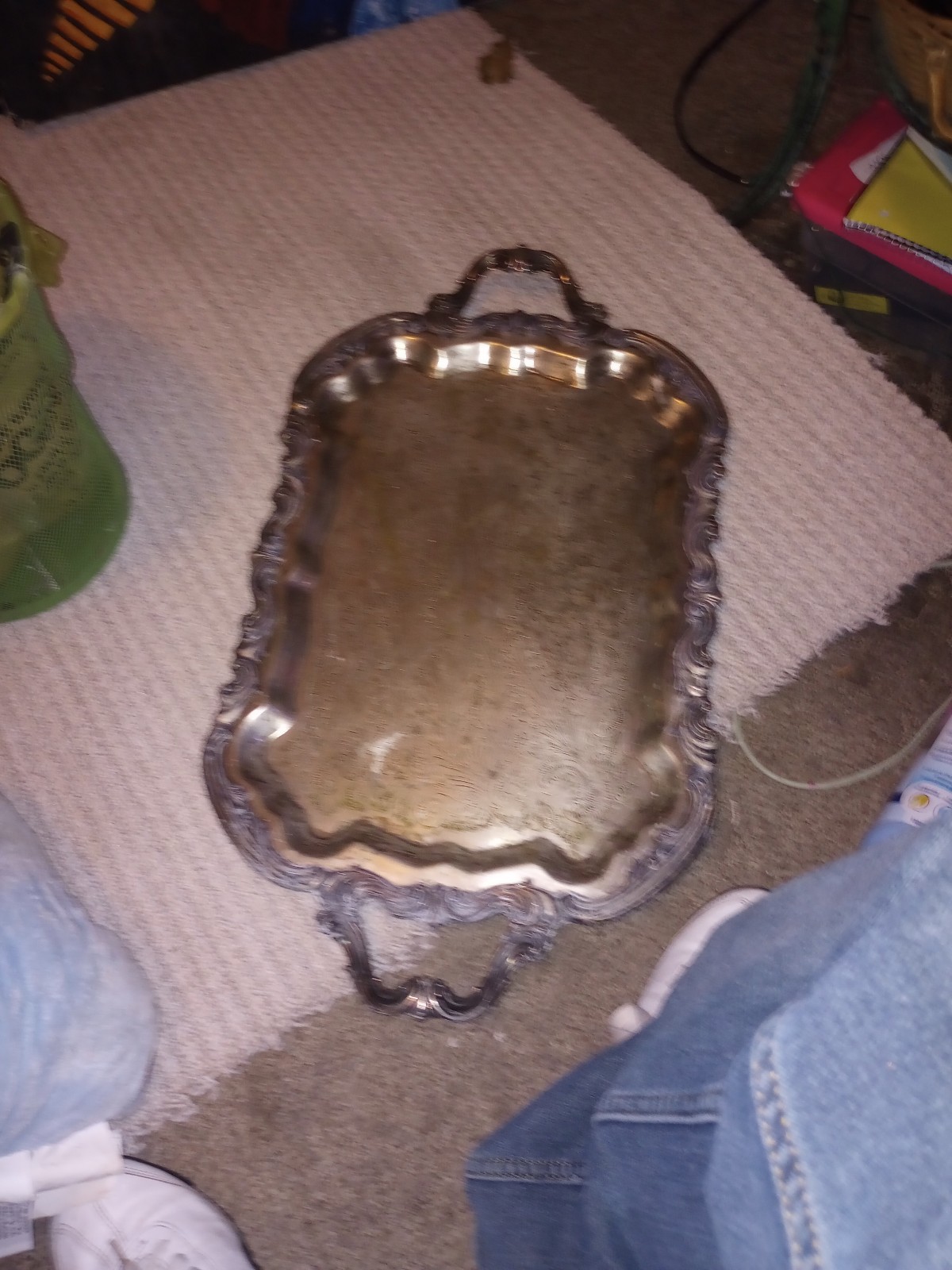 Silver antique serving tray