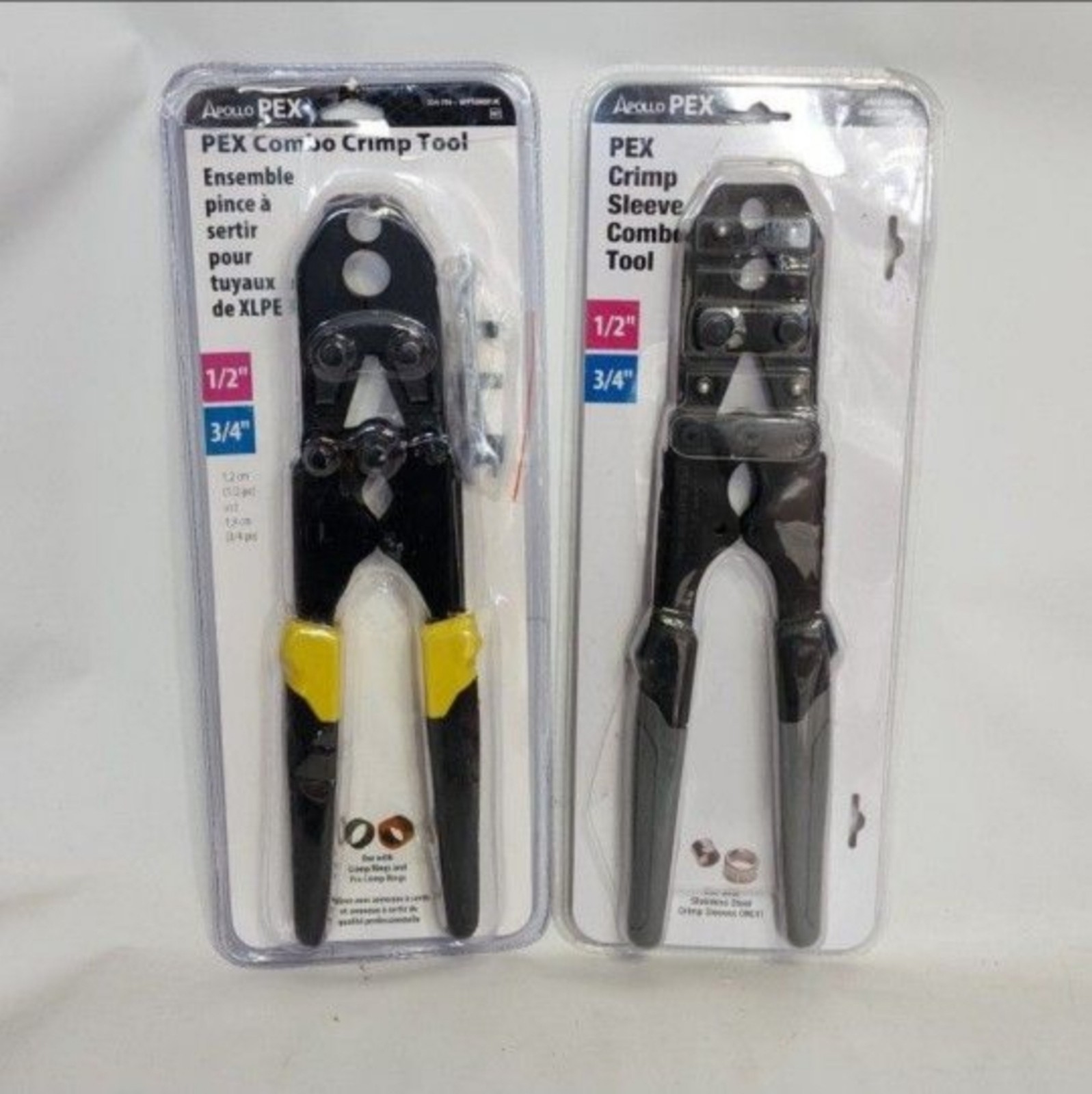 (Set of 2) Apollo PEX 1/2 & 3/4 PEX Crimp Sleeve Combo & PEX-B Crimp Combo To