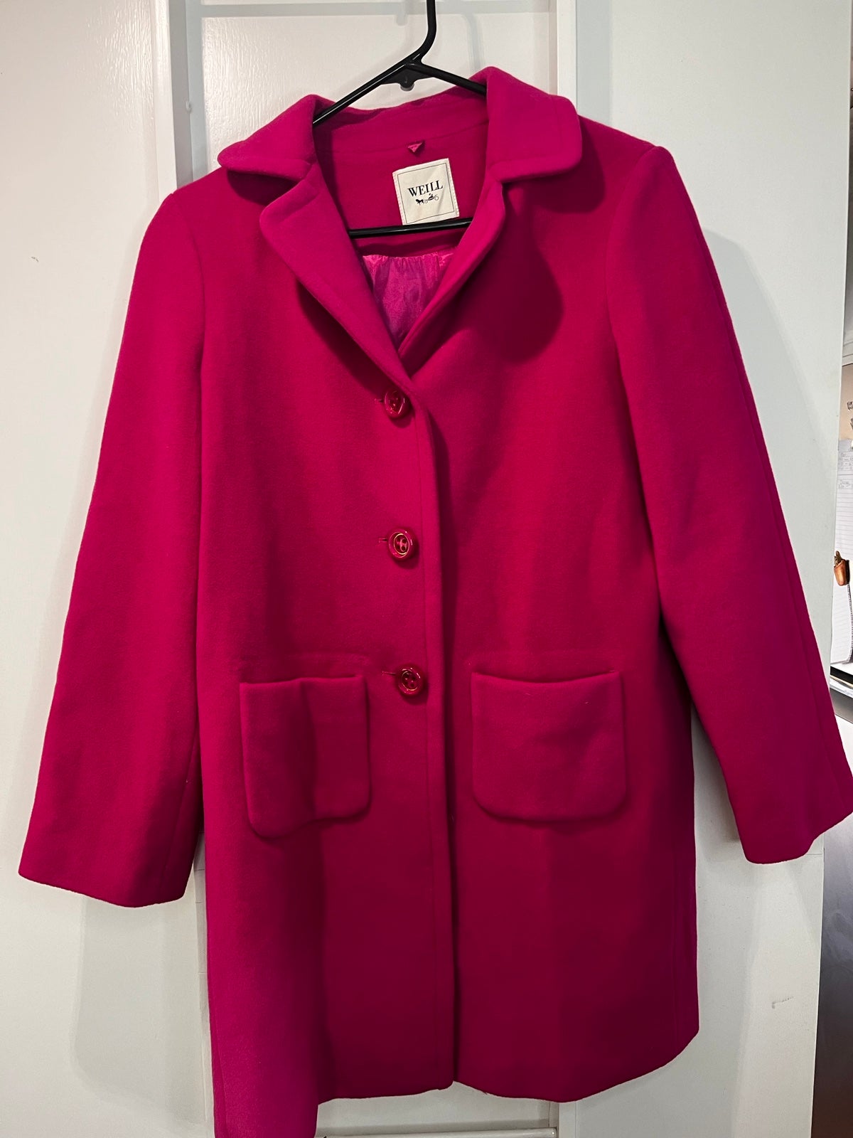 Weill Coat Designed In Paris Fuchsia Size 6 Wool 1050