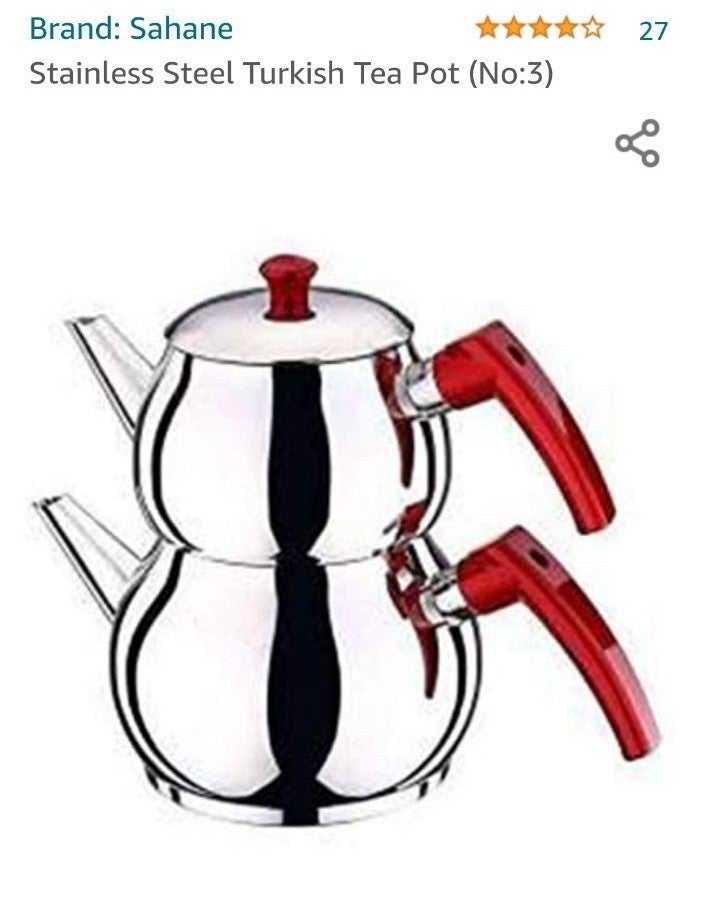 New Sahane Turkish Stainless Steel Tea Pot