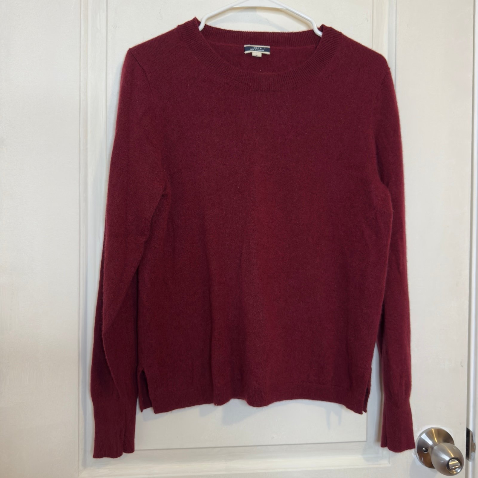 J. Crew 100% Cashmere Crew Neck Sweater In Burgundy/Cranberry Size L