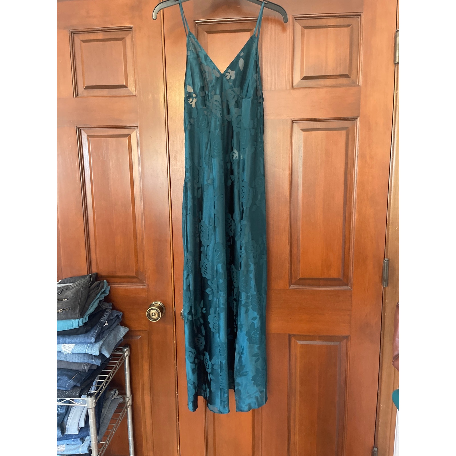 Victoria’s Secret Criss Cross back front slit, long midi slip dress size small