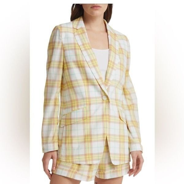 Rag and Bone Margot Yellow White Plaid Lightweight Blazer | Size 4