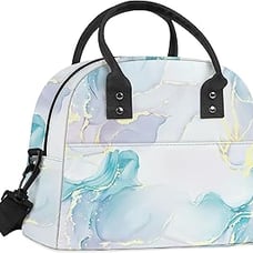 Clastyle Blue Marble Large Insulated Lunch Box Bag for Women A