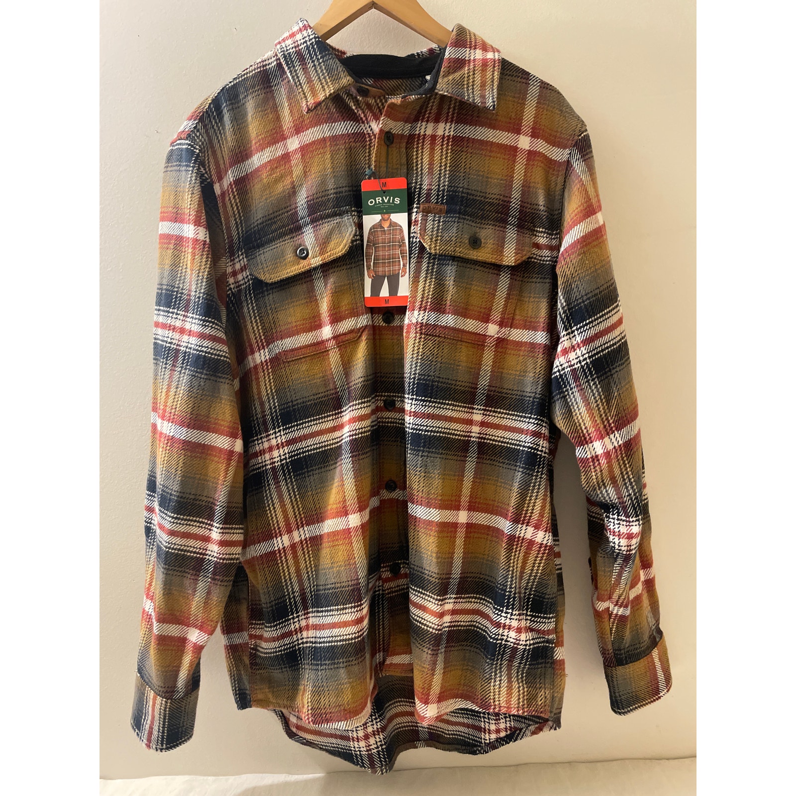 Orvis Mens Size Medium Heavyweight Flannel Jacket Cotton Button Up NWT
