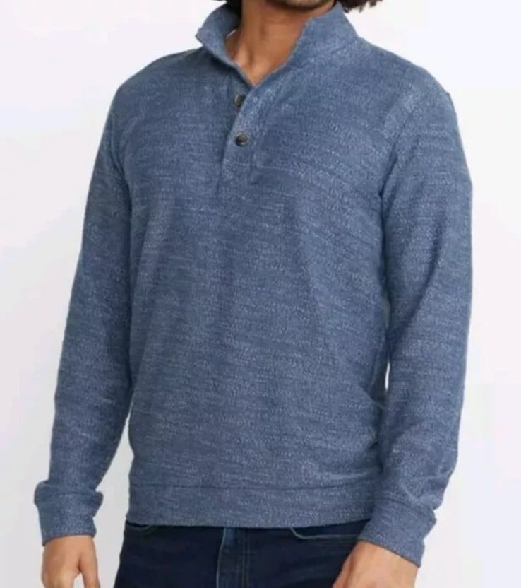 Marine Layer Clayton Sweater Top Men Lg Indigo Dyed Dusk Blue Preppy Gorp Nwt