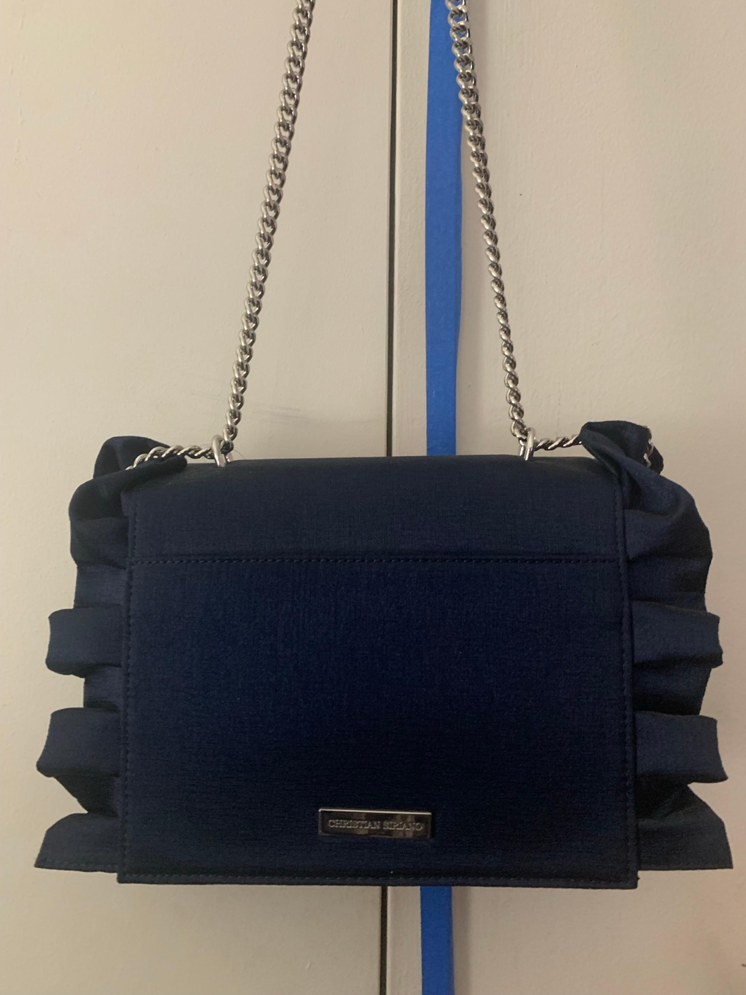 christian siriano blue ruffle bag