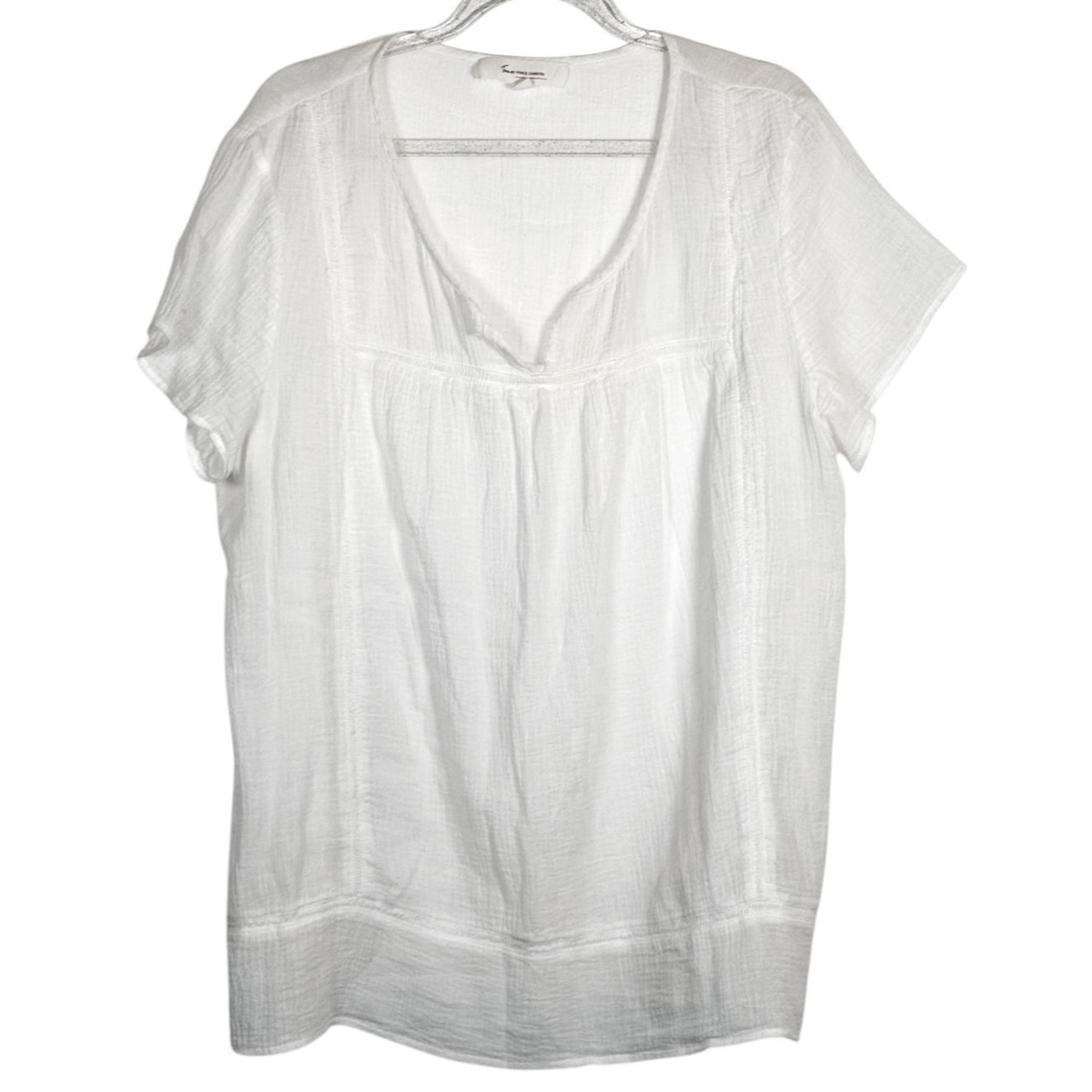 Vince Camuto Short Sleeve Top, Tunic Blouse Womens Size Medium White
