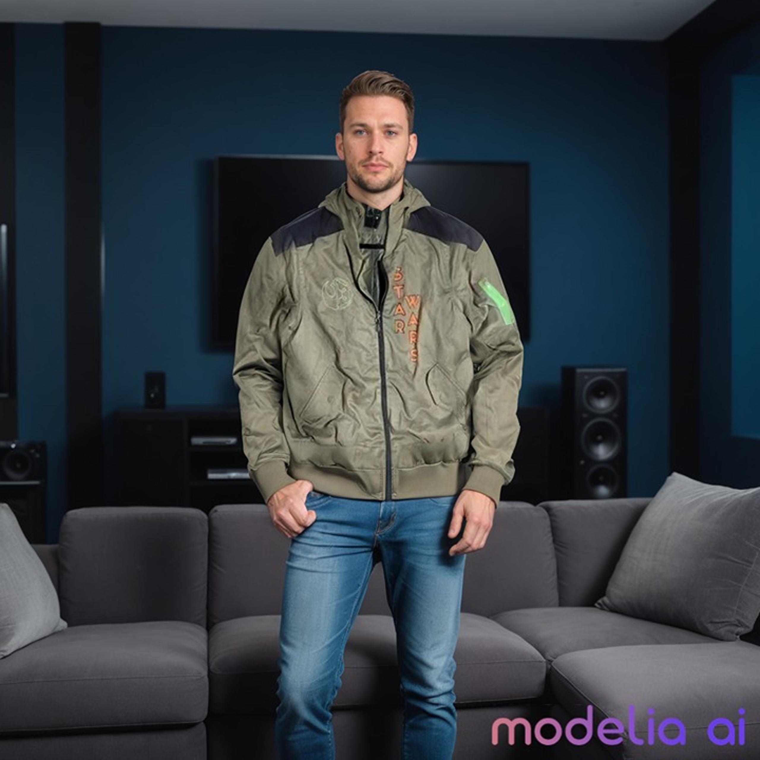Star Wars Jacket Men's Md Polyester Full Zip Front Pockets Green Logo