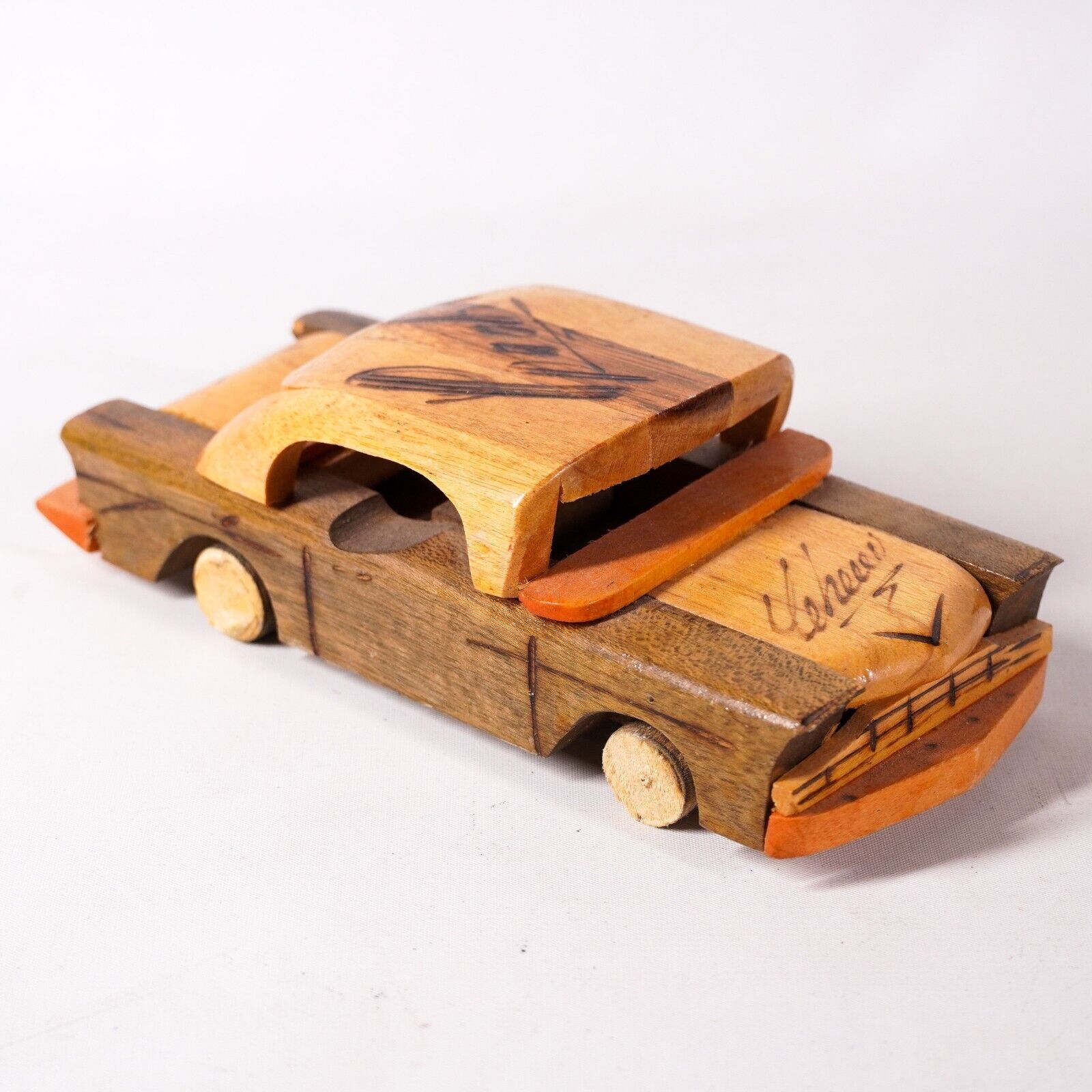 Wood Carved Classic Car 7 Model Wooden Vehicle Figurine Art Decor Decoration