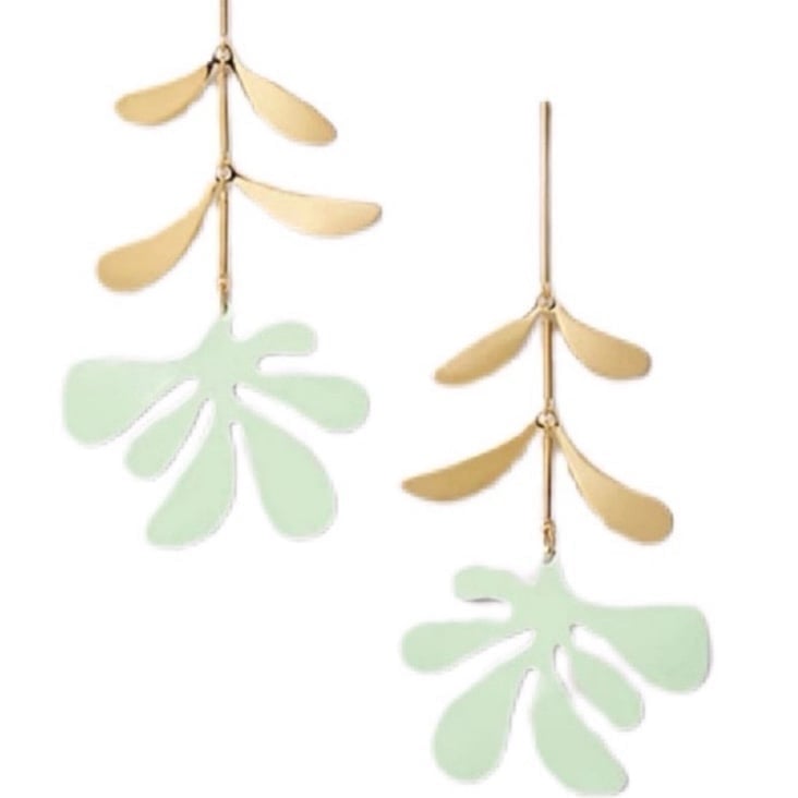 98 Kate Spade Botanical Garden linear earrings mint green