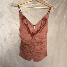 Free People Womens Pink Love Her Lace Textured Keyhole Boho Indie Hippie Sz XS