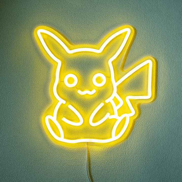 Pikachu Neon Sign Room Decor Fun Pikachu Night Light, LED Neon Sign for Bedroom,