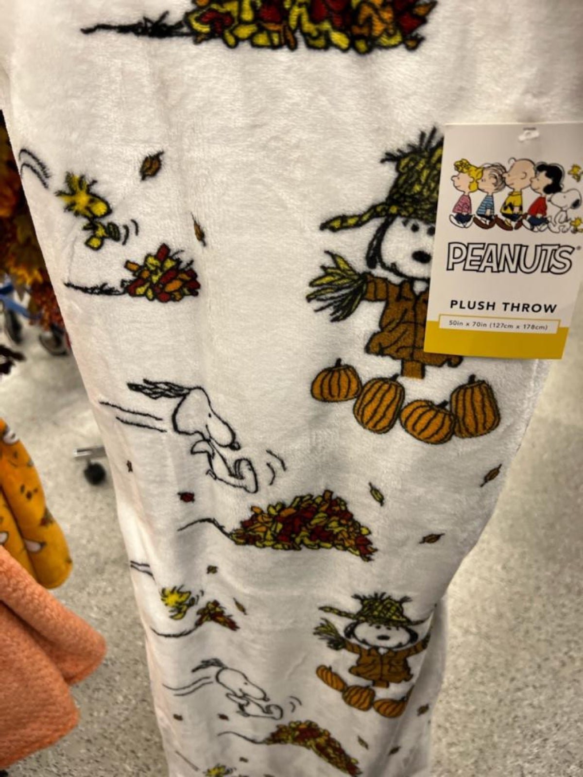 PEANUTS SNOOPY Plush Velvet Soft THROW Blanket Autumn Fall Thanksgiving
