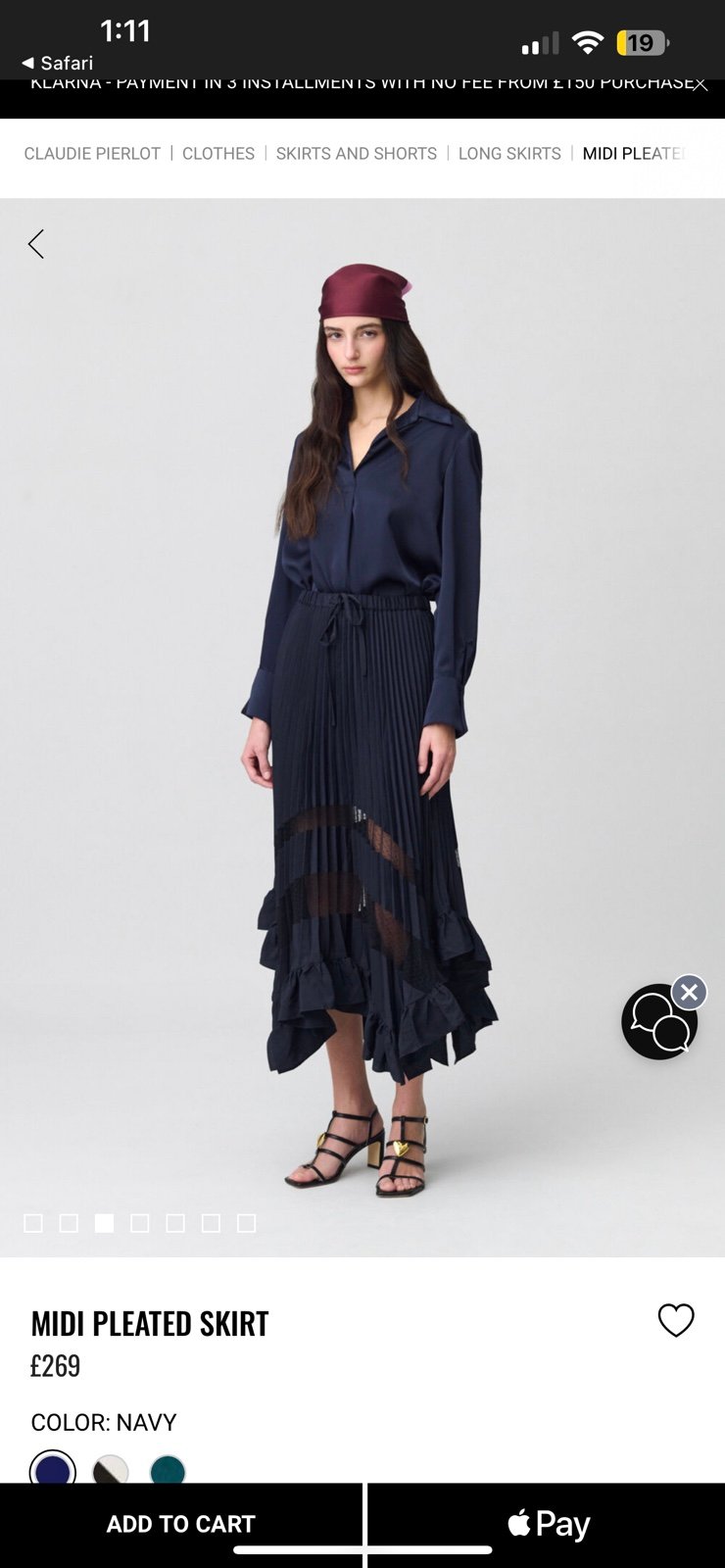 Claudie Pierlot 36 Navy elegant Asymmetrical designer skirt
