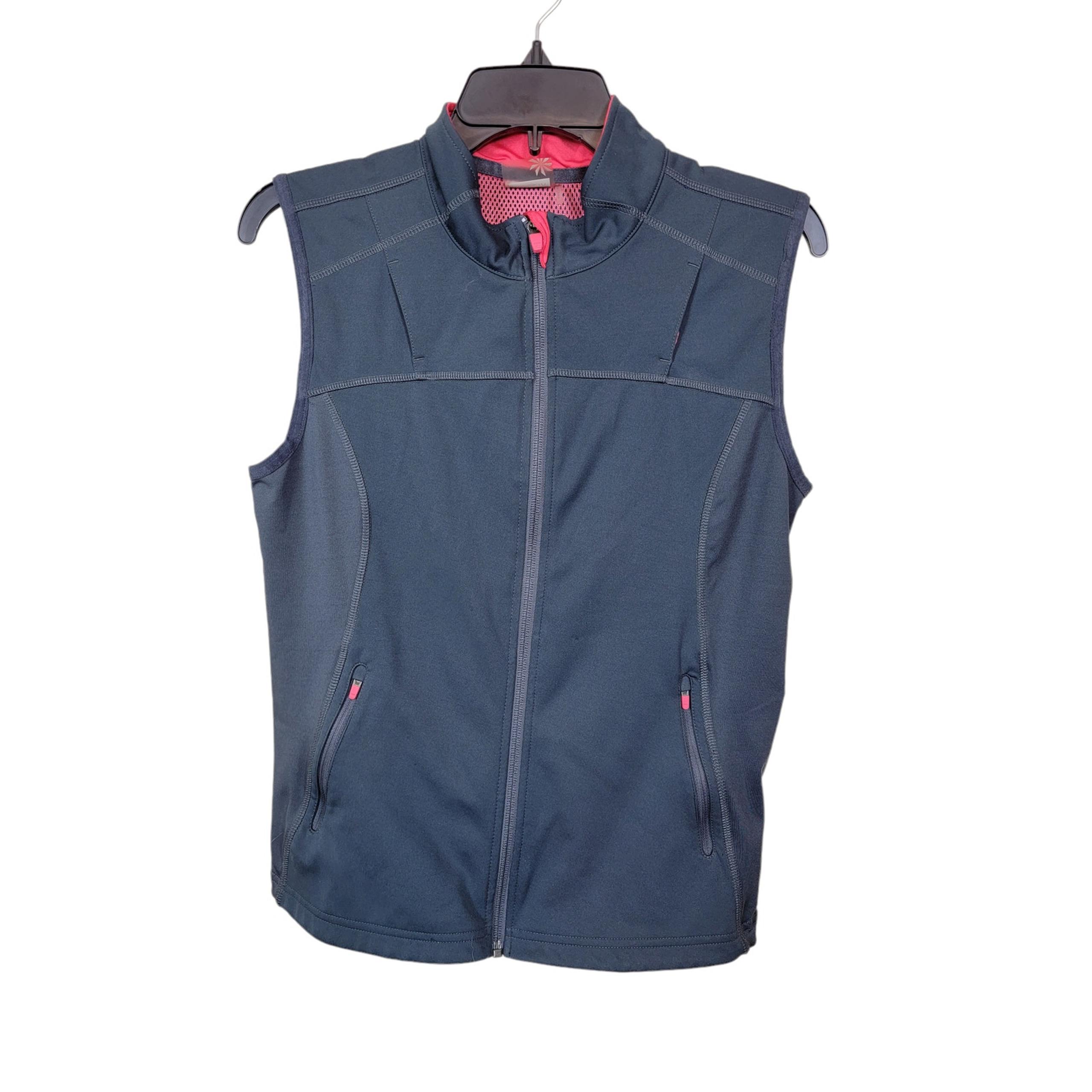 Athleta Womens Athletic Zip Up Jacket Vest Sleeveless Zipped Pocket Gray Medium
