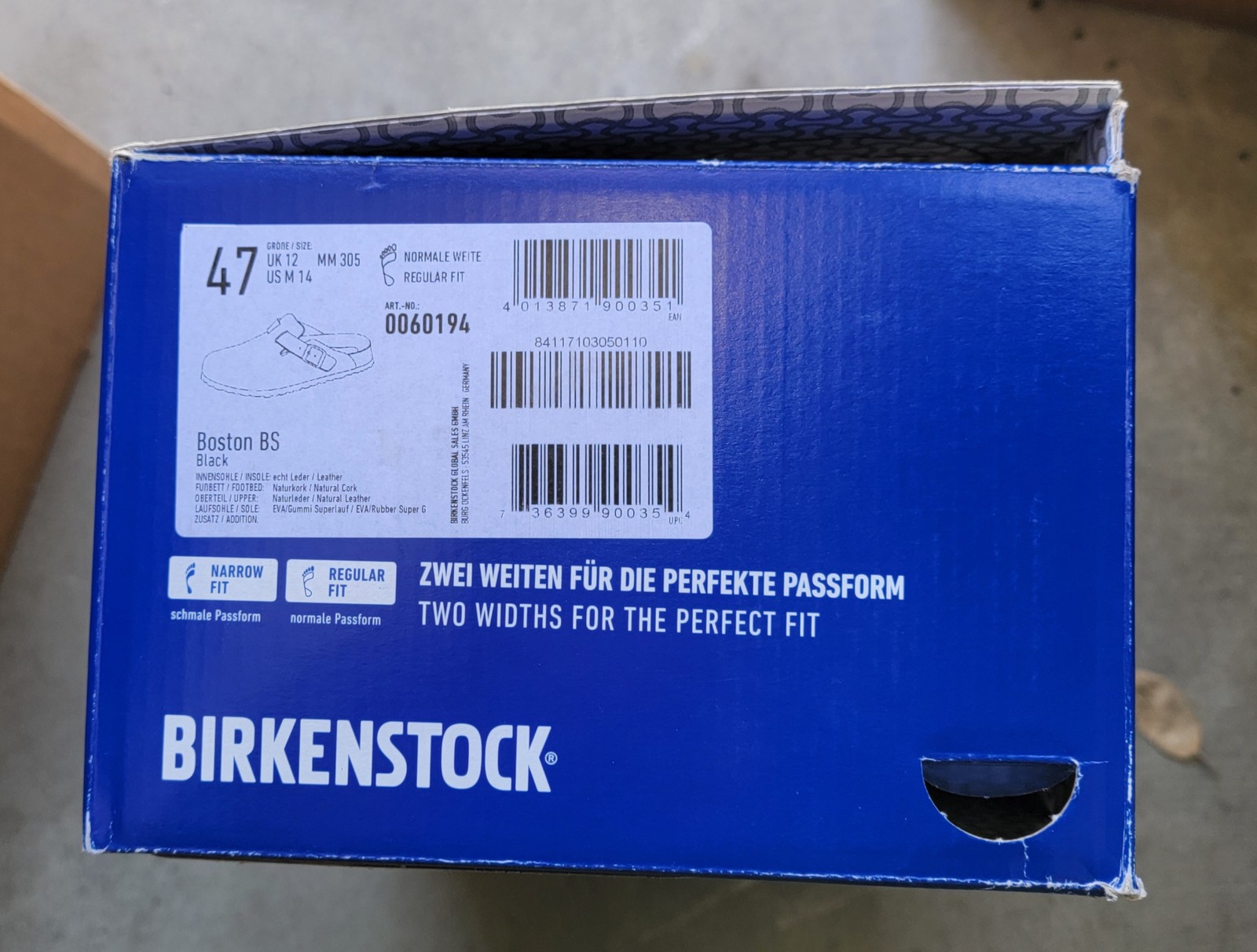 Birkenstock boston super grip natural leather black color regular wide