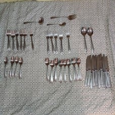 Flatware pfaltzgraff china full set of 8 with extras and serving utensils