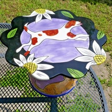 Ceramic Cake Stand Groovy Dog and Cat Chaleur K Gelff L Cheng 12 inch x 7.5 inch
