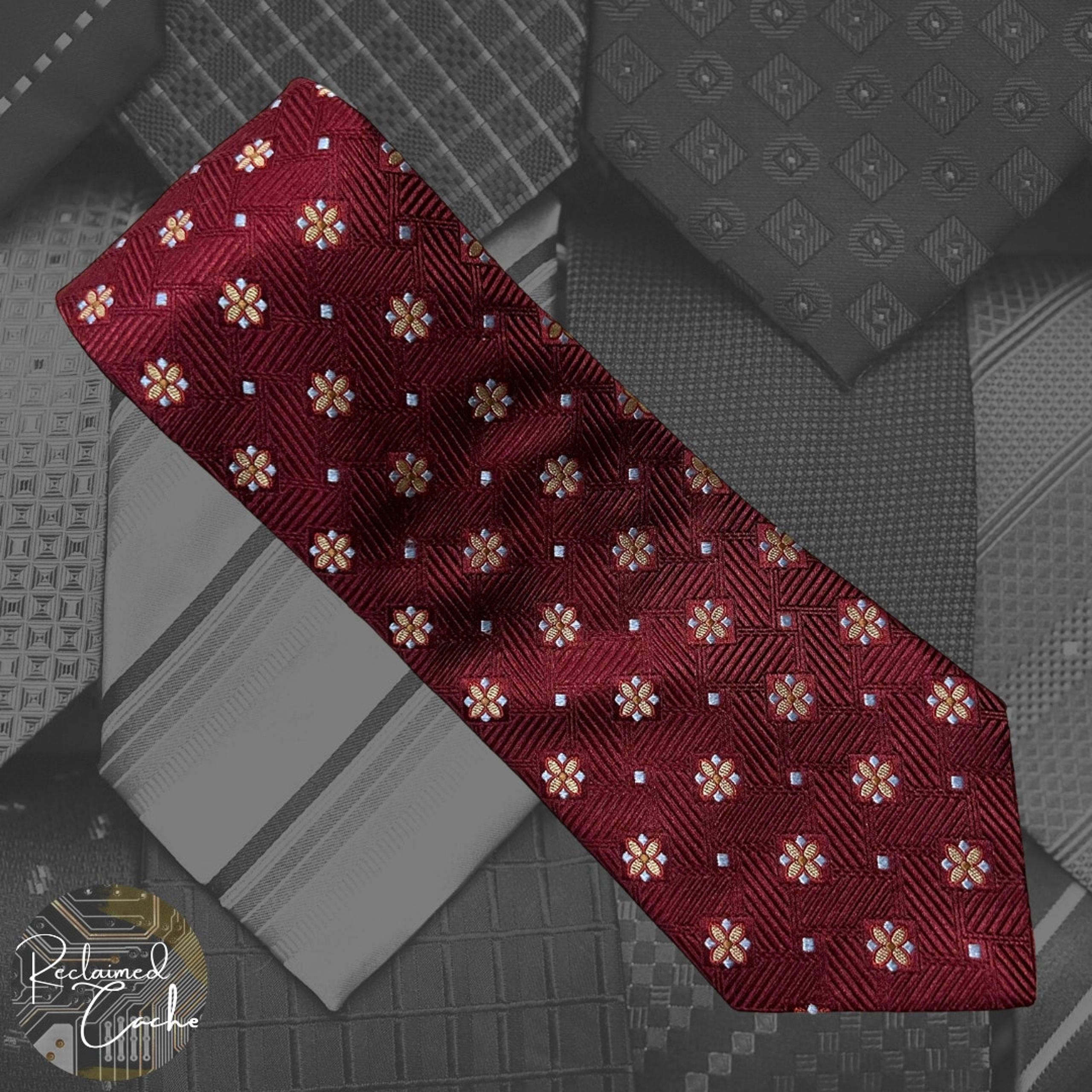 Garnet and Gold Floral Tie