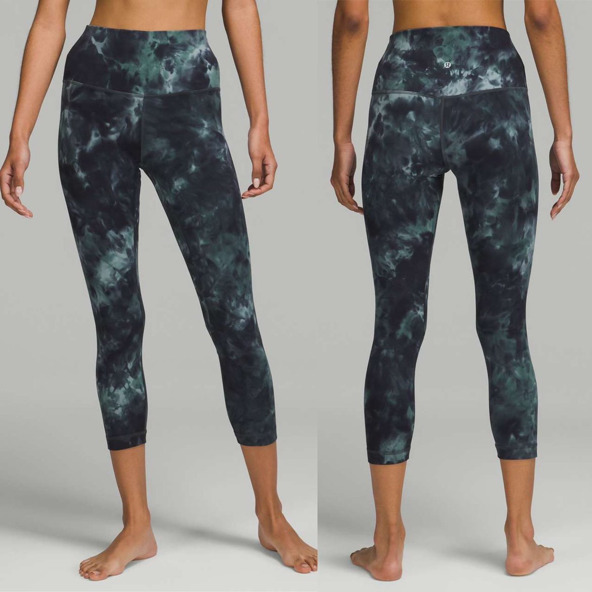 New LULULEMON Align High Rise Crop Leggings 23” in Diamond Tie Dye Blue Grey