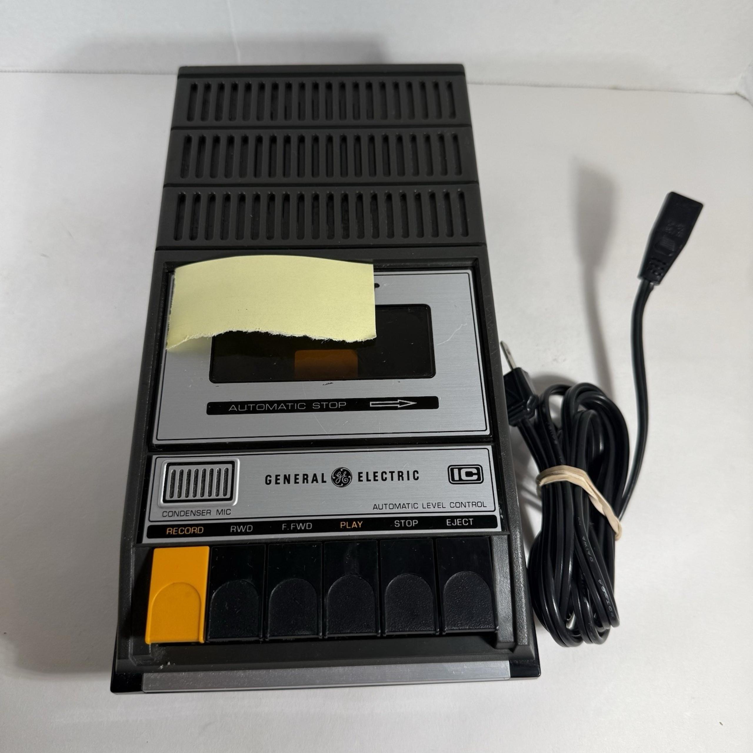Vtg General Electric Portable Tape Recorder Model 3-5103A w/ Mic *Test; Need Fix