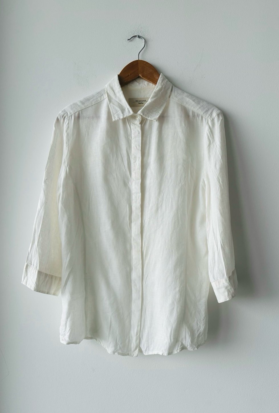 MAX MARA Weekend Linen Button Up Shirt 3/4 Sleeve Women’s Size 10 Good conditio
