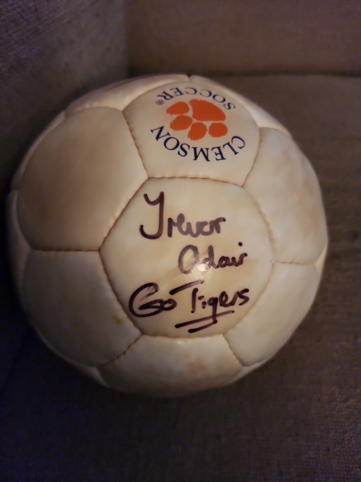 Clemson Tigers coach Trevor Adair signed soccer ball