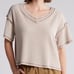 Lush Ribbed V-Neck Sweater Taupe Size Large NWT