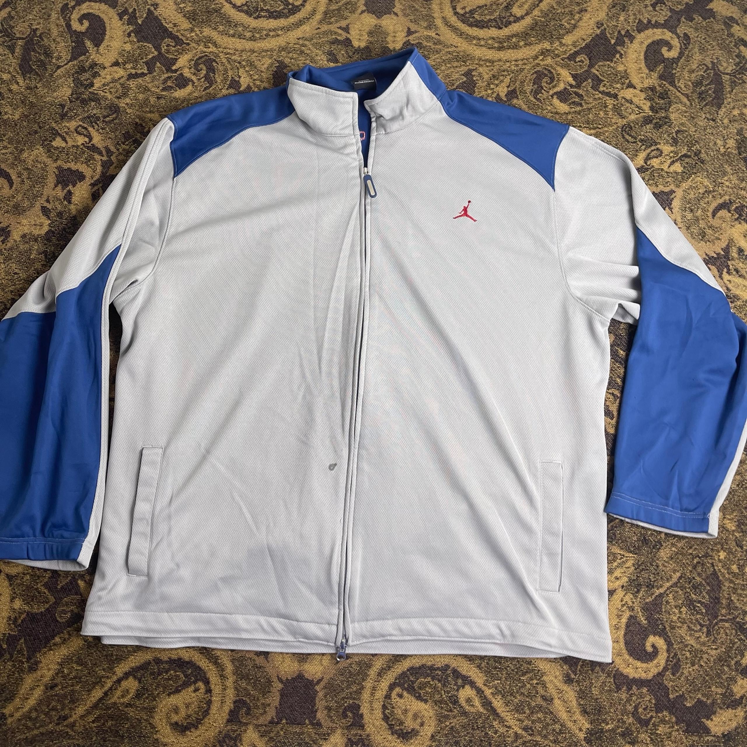 Vtg Y2K Jordan LOGO Full Zip Track Jacket Mens Size XXL Gray Blue Warm Up