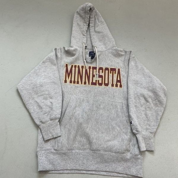 VTG Champion Reverse Weave University Of Minnesota Hoodie Sz Small Distressed