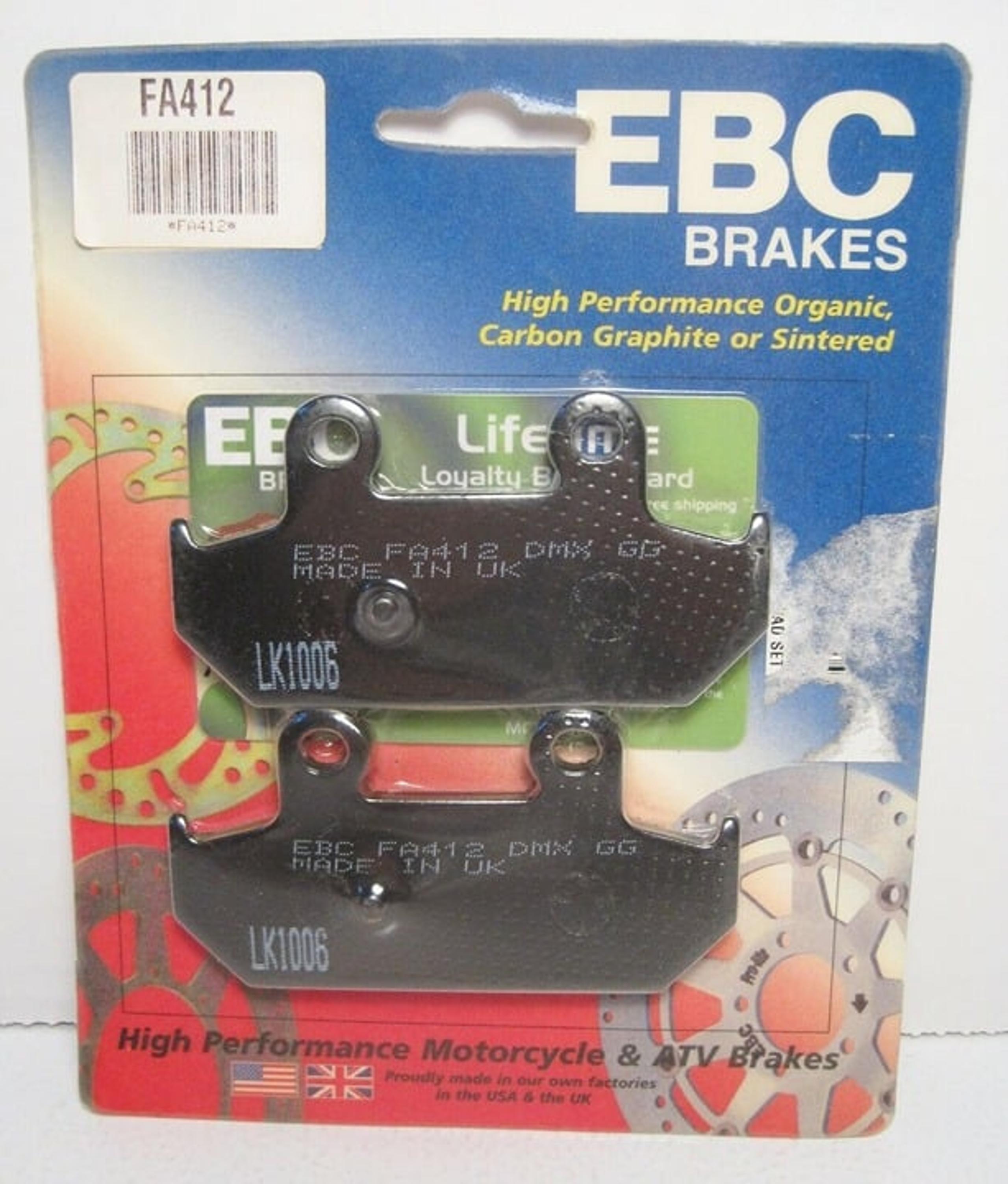 EBC Brakes FA412 High Performance Organic Brake Pads-NOS