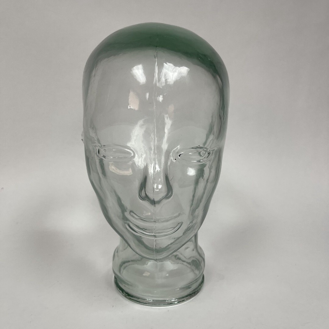 Heavy Clear Green Glass Mannequin Head Display Hat Wig Headphone Glasses Stand