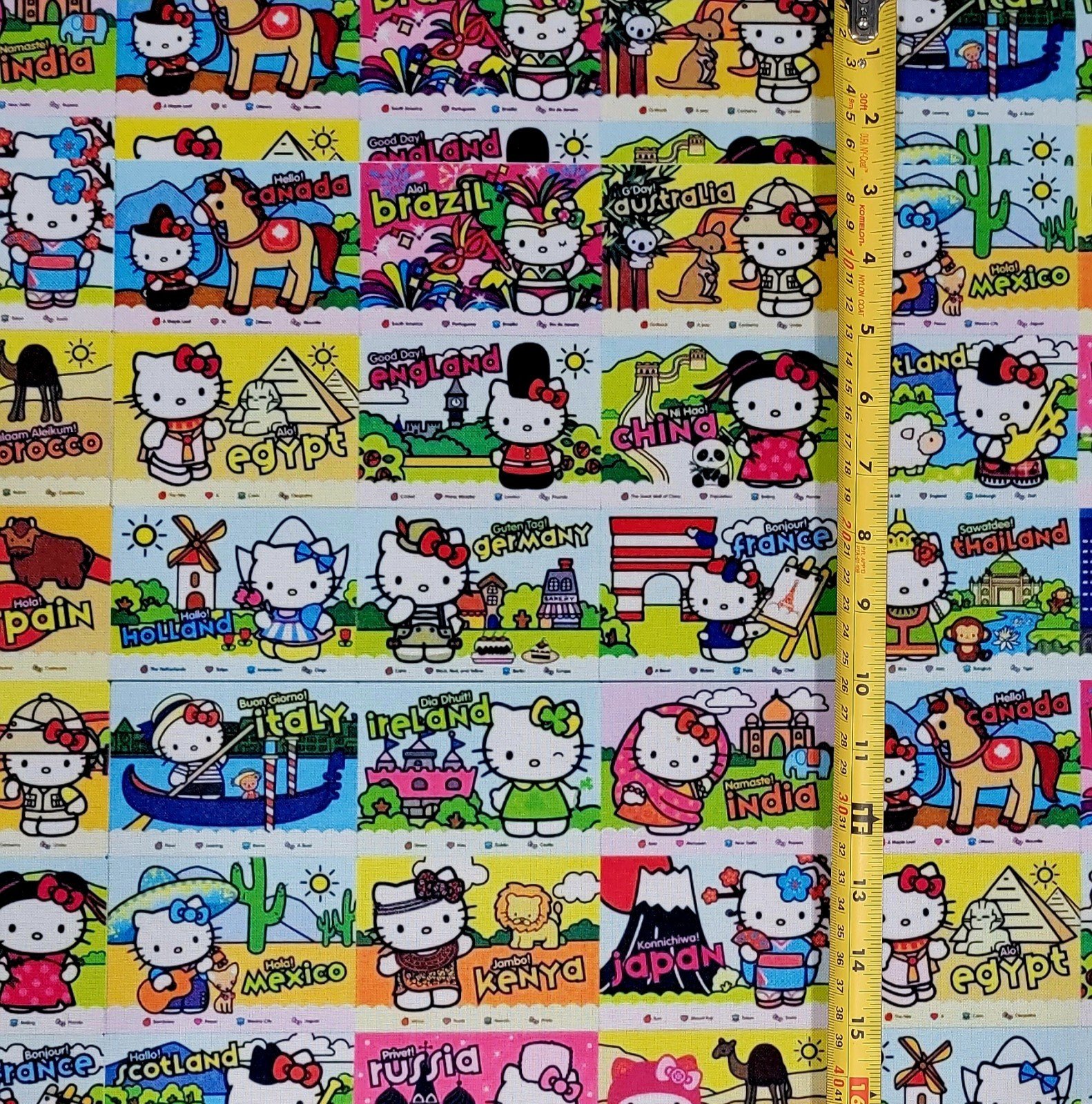 HELLO KITTY INTERNATIONAL FABRIC 1 YARD (36 X58 )
