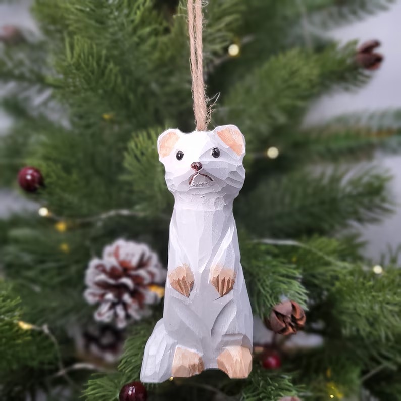 Stoat Figurines | Hand Carved Painted Wooden Animal Home Decor sculpture ornamen