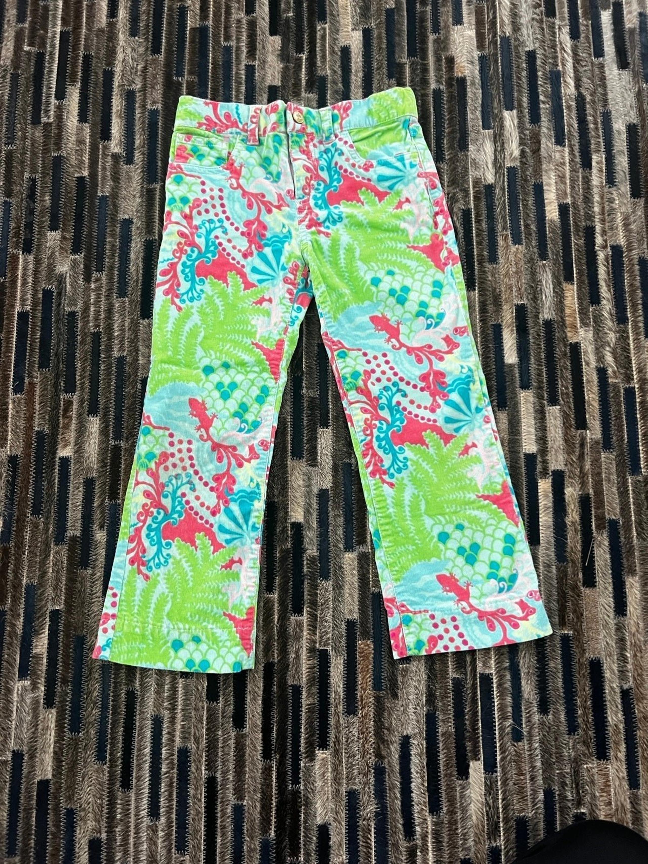 Lilly Pulitzer Cordoroy Pants Salamander Lizard Gecko Size 6