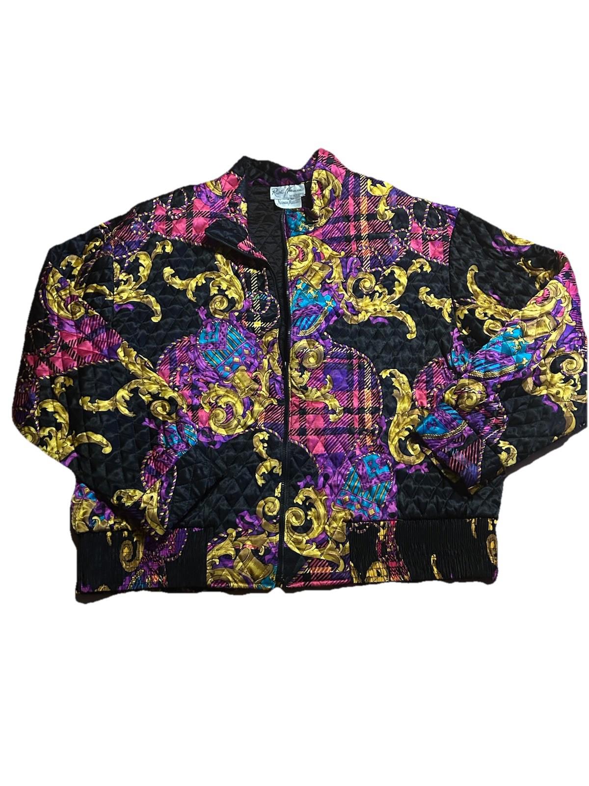 VTG Ruth Norman New York Nieman Marcus Vibrant Quilted Bomber Jacket Medicum