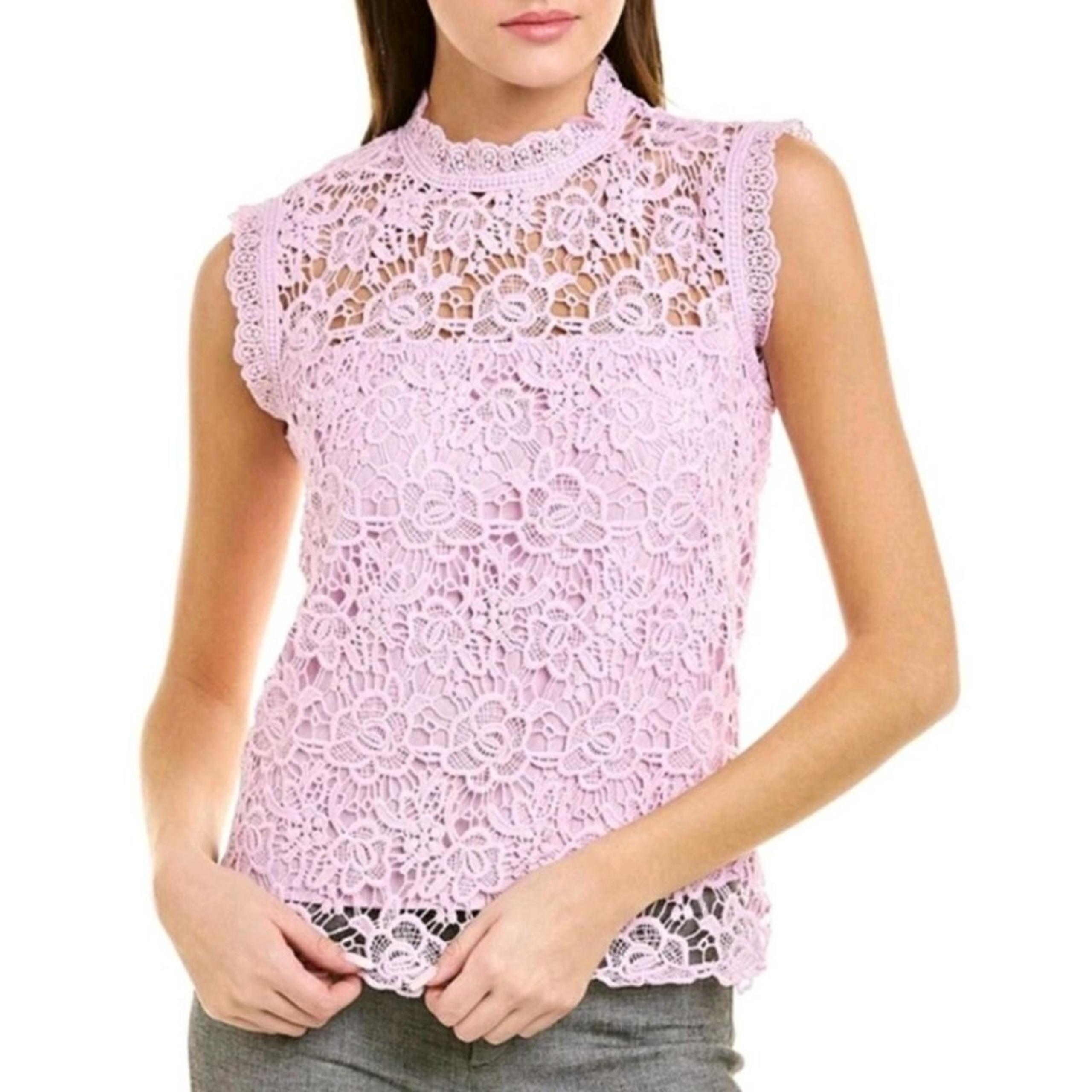 Nanette Lepore Mauve Lace Sleeveless Blouse Fanciful Balletcore Size XL New NWT
