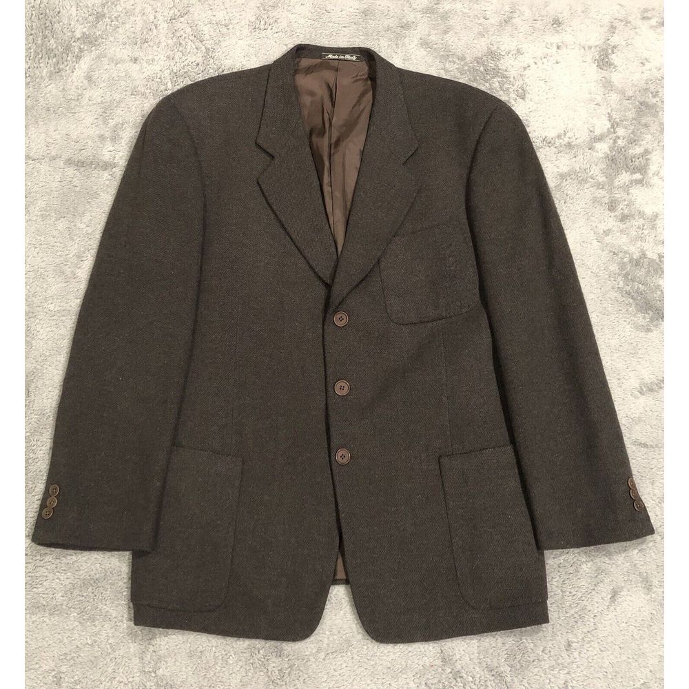 90s Vintage Giorgio Armani Mani Tweed Wool Blazer Jacket Men's 44R Sport Coat